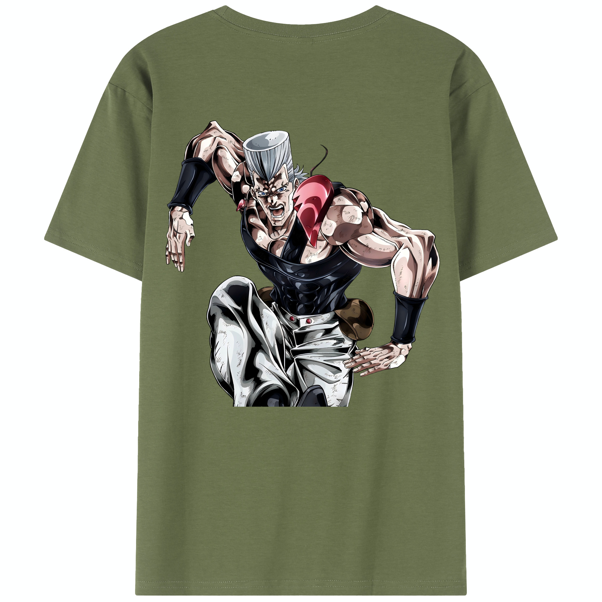 （画像用） ジョジョの奇妙な冒険 ジャン＝ピエール?ポルナレフ JoJo's Bizarre Adventure Jan Pierre Polnareff 綿100％半袖Tシャツ（背面プリント）